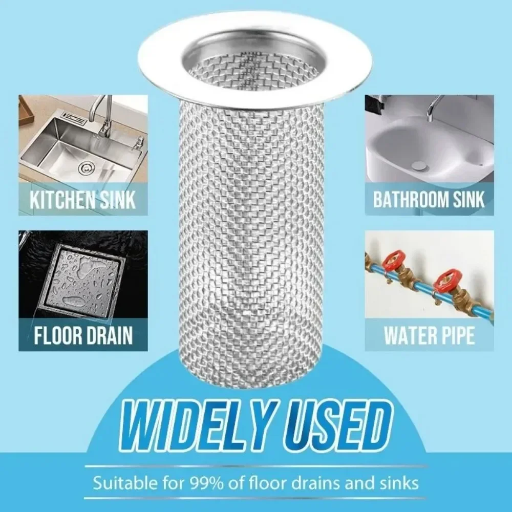 Stainless Steel Sink Filter Mesh Embedded Anti-Clog Drain Stopper Kitchen Bathroom Sink Basin Drain Core Hardware Accessories