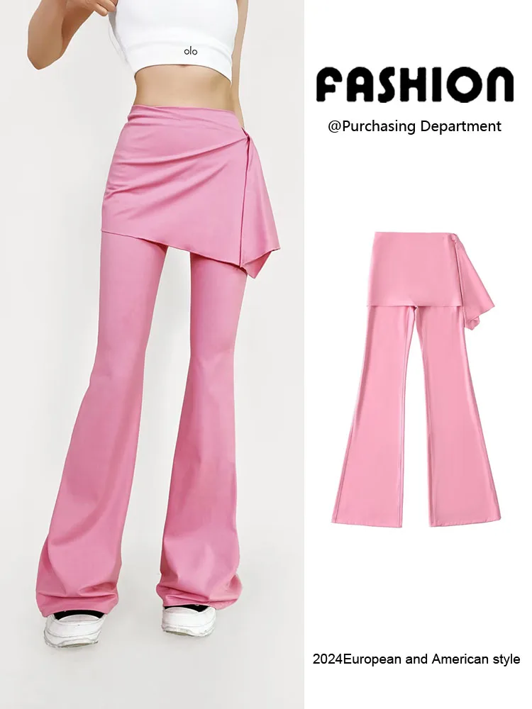 Lente 2025 High Waist Yoga Broek Dames Mode Plus Size Buik Control Bootcut Fitnessbroek Verborgen Rok