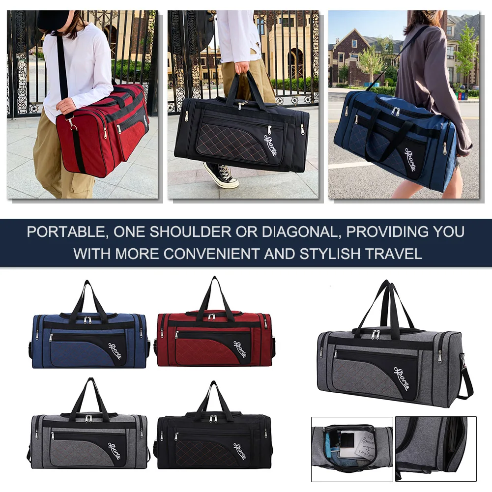 

Portable Sports Gym Bags Oxford Dry Wet Separation Bag Large Capacity Multifunctional Wear-resistant Side Zippers for Travel Bag