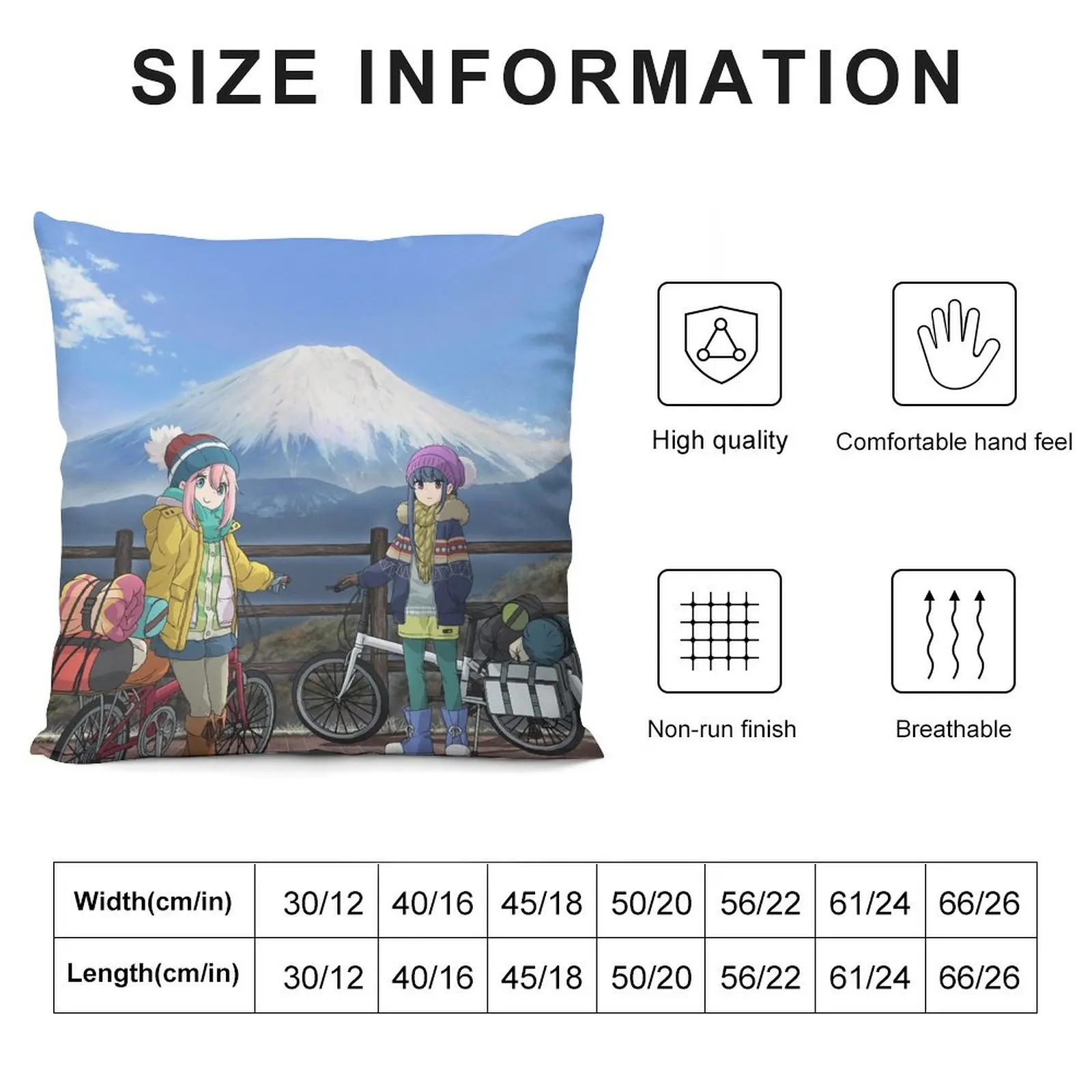 Laid Back Camp Travel Scooters Mt Fuji - Yuru Camp Throw Pillow Anime Pillows Aesthetic pillow