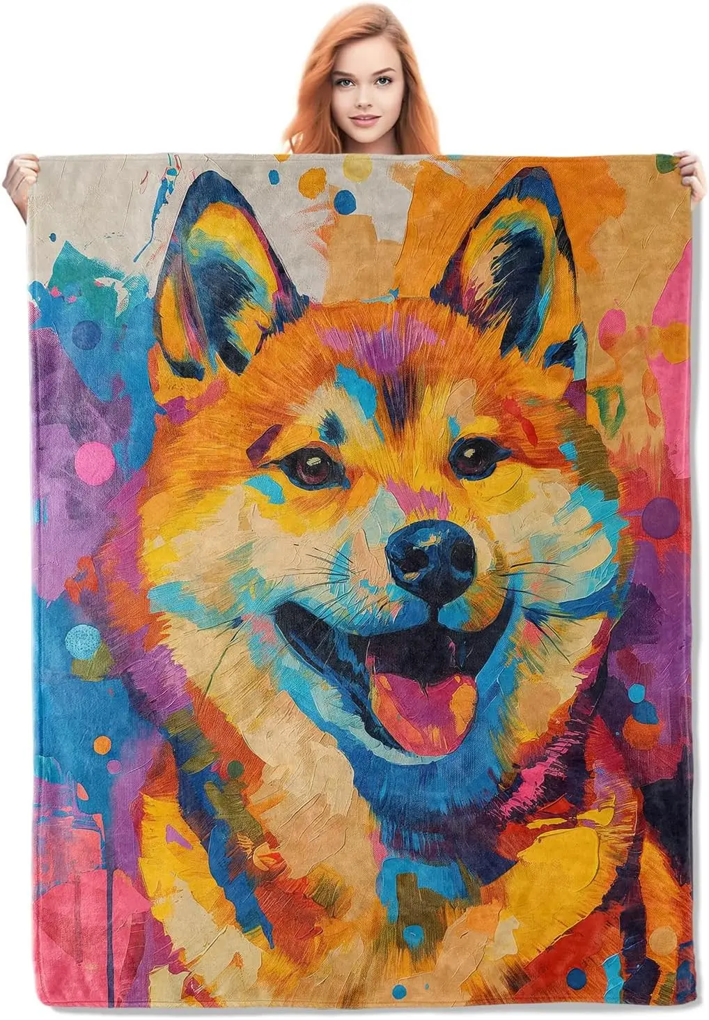 

Красочное одеяло Шиба-ину, подарки для взрослых и детей, мягкие, теплые, легкие, уютные, милые, японские, для собак, пледы для кровати