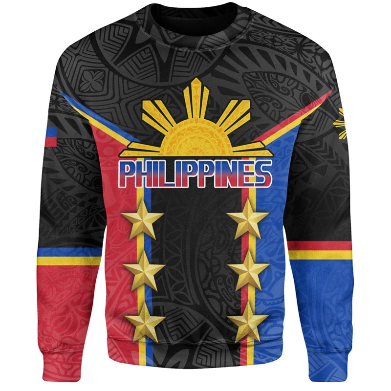 2024 Philippine Flag Emblem 3d Printing Sweatshirt Pullover Clothes For Men Women Streetwear LongSleeve Tops Oversize Sportwear