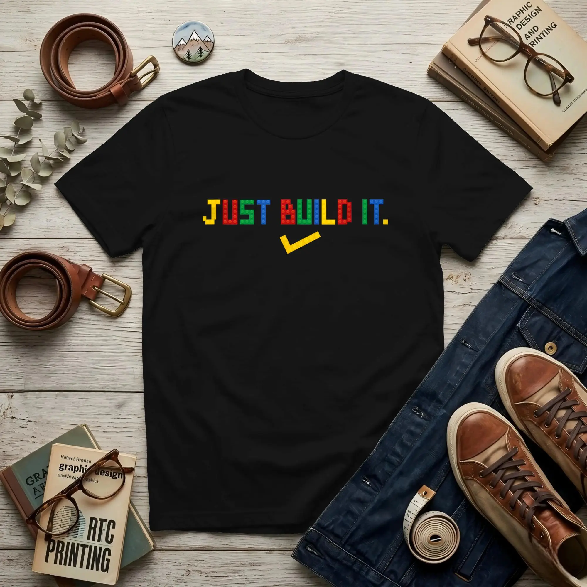 Just Build It Master Builder Men's T Shirt Building Awesome Tee Shirt Short Sleeve Crewneck Cotton Gift Tops T-Shirt