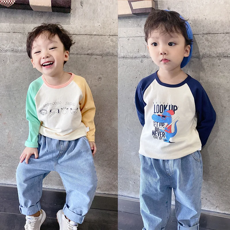 

New Arrival Fashion Clothing Cotton Top Casual Boys Girls Long Sleeve T-shirt Cartoon Print Cotton Undershirt Baby Leisure Shirt