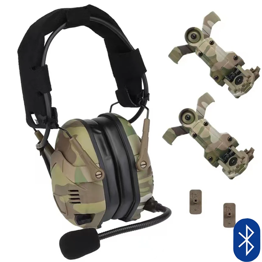 Military Electronic Shooting Earmuffs, Tactical Bluetooth Headset, ops Core Arc and Wendy M-LOK Helmet, Airsoft Hunting Earmuffs