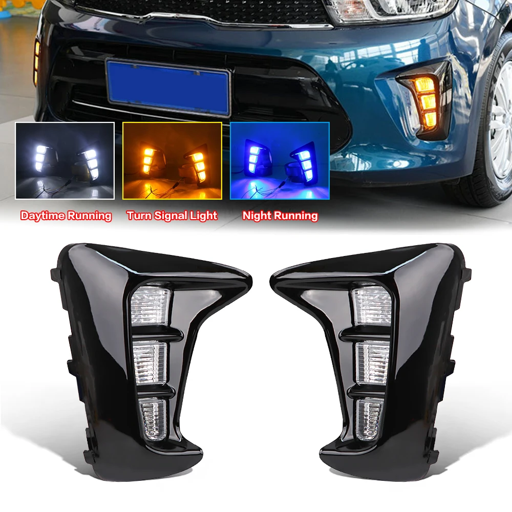 Valesun New LED Driving Lights White Yellow Blue Color  Front Fog Lights Modified LED Front Bumper Lights Kit for