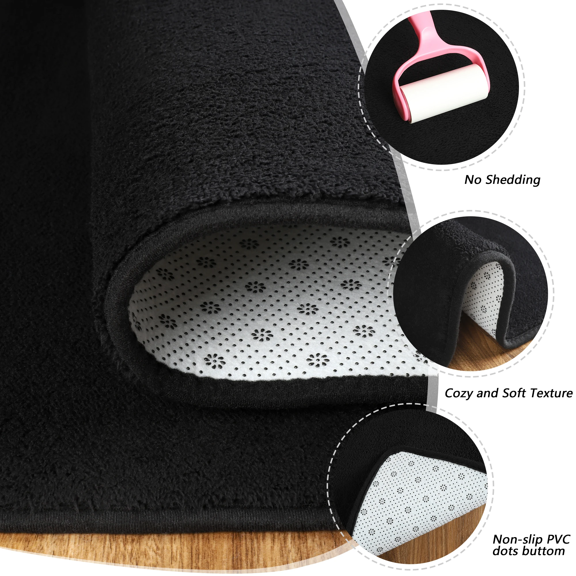 Black Rugs Living Room Carpet Nonslip Bedside Rugs Large Soft Floor Rug Children Game Mat Rectangular Home Decoratio 3