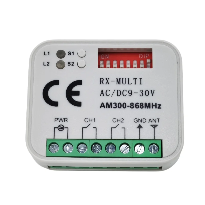 12V-24V receiver controller board multi frequency 2 channel receiver 433.92-900mhz RX multi garage door opener receiver