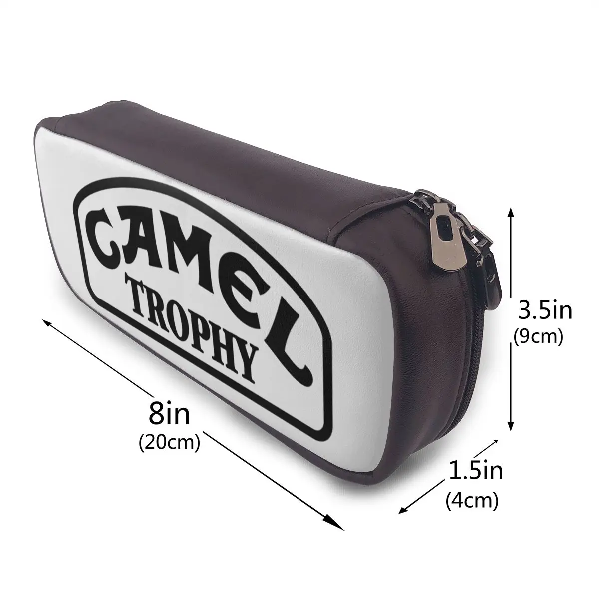 

Camel Trophy Black Leather Pencil Case for Students Gifts Pen Box Pencil Bag Stationery Supplies Pen Holder Bag