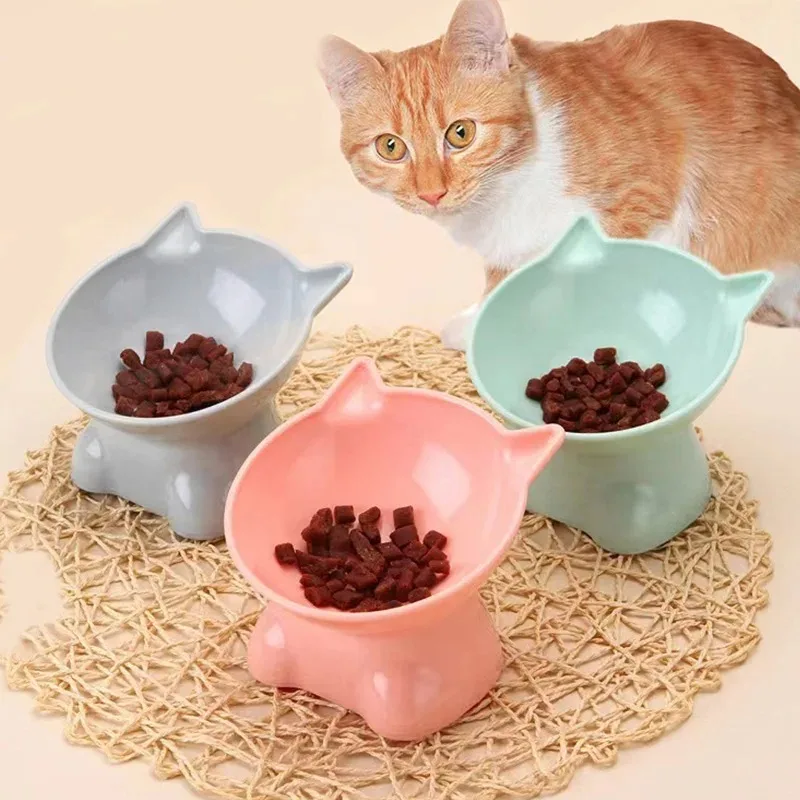 Pet Bowl High Bottom Tilt Antioverturning Neck Protector Cat Dog Food Water Dishes Lovely Feeding Bowl Cat Supplies