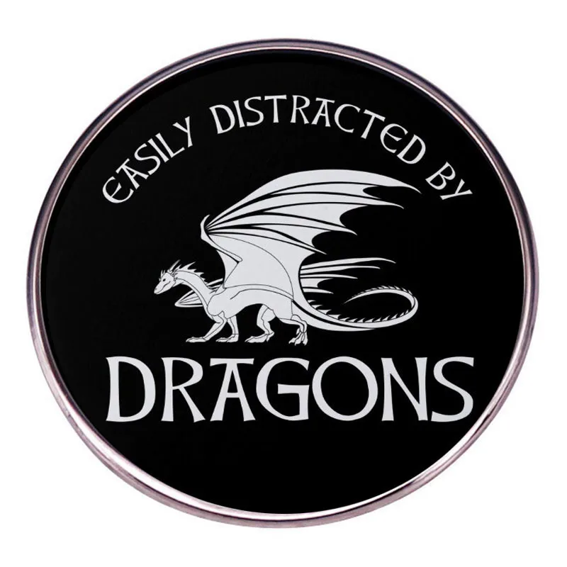 Easily Distracted By Dragons Enamel Pins Game DnD Lapel Badge Brooch Decoration Jewelry