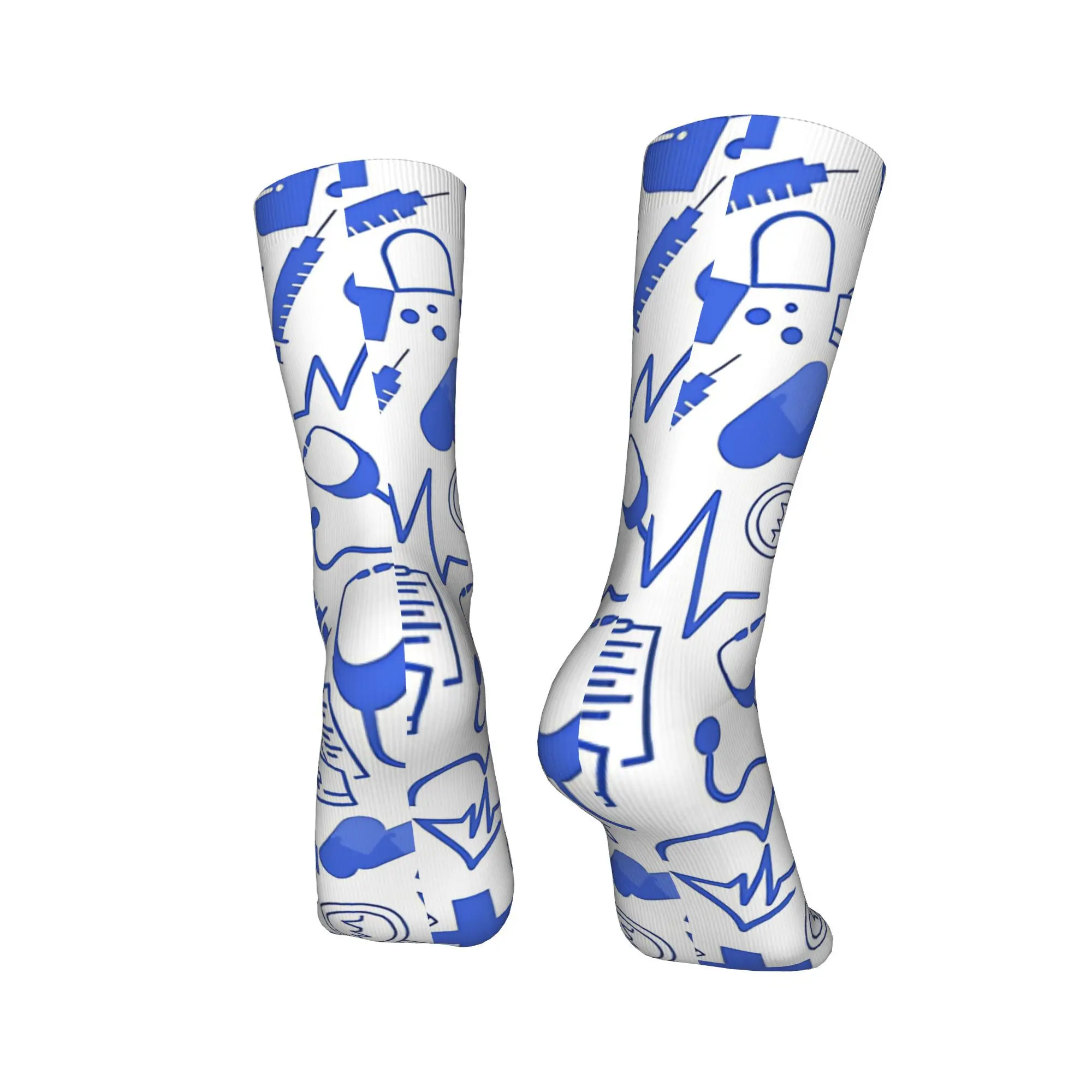 Kaus Kaki Desain Profesional Kesehatan Pola Medis Dokter Stoking Elegan Kaus Kaki Luar Ruangan Lembut Pria Kaus Kaki Anti Selip Musim Gugur