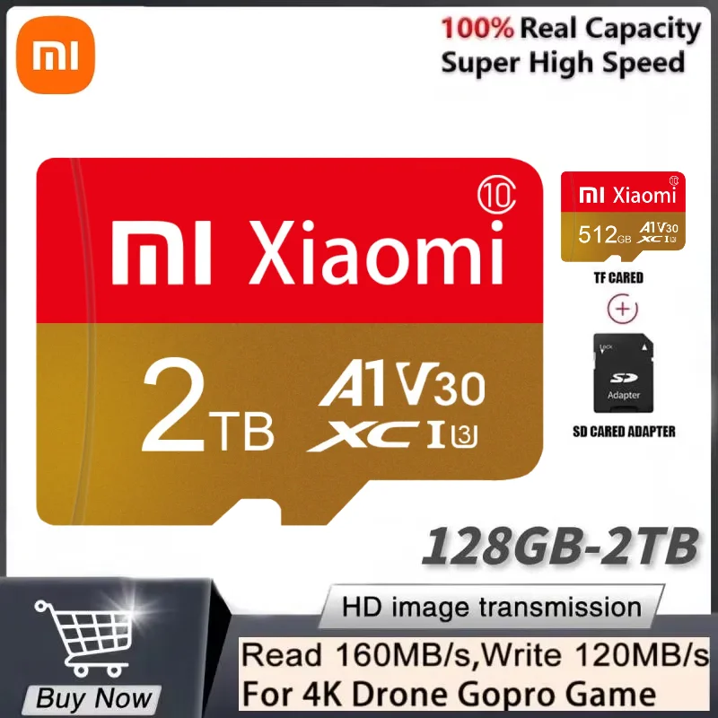 Xiaomi 2TB 1TB Mini SD-kaart 512GB A2 Hoge snelheid geheugenkaart 128GB U3 Micro TF SD-kaart 256GB TF-kaart voor Nintendo Switch Telefoon PC