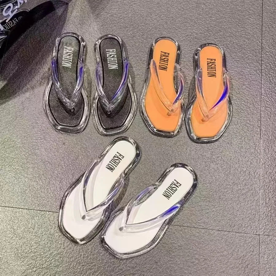 Glitter Slides Rubber Slippers Big Size Beach Shoes Low Slipers Women Flip Flops Jelly Shoes 2026 Summer Hawaiian PVC Rome Shoes