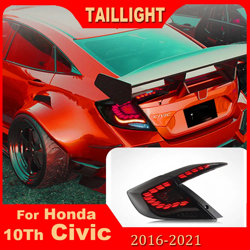 

Задние фонари для Honda Civic 2016-2021 10-го поколения, запуск динамических анимационных задних фонарей в сборе, модели задних фонарей, Plug and play