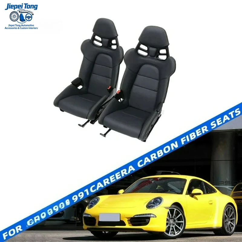 Lightweight FOR Porsche 911 991 Carrera Premium Embossed Stamp Dry Carbon Fiber Seat