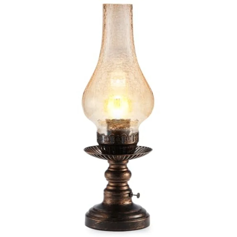 

Vintage Rechargeable Cordless Table Lamp with Dimmer and Touch Control Small Battery Powered Lights Amber Hand-Blown Glass Retr