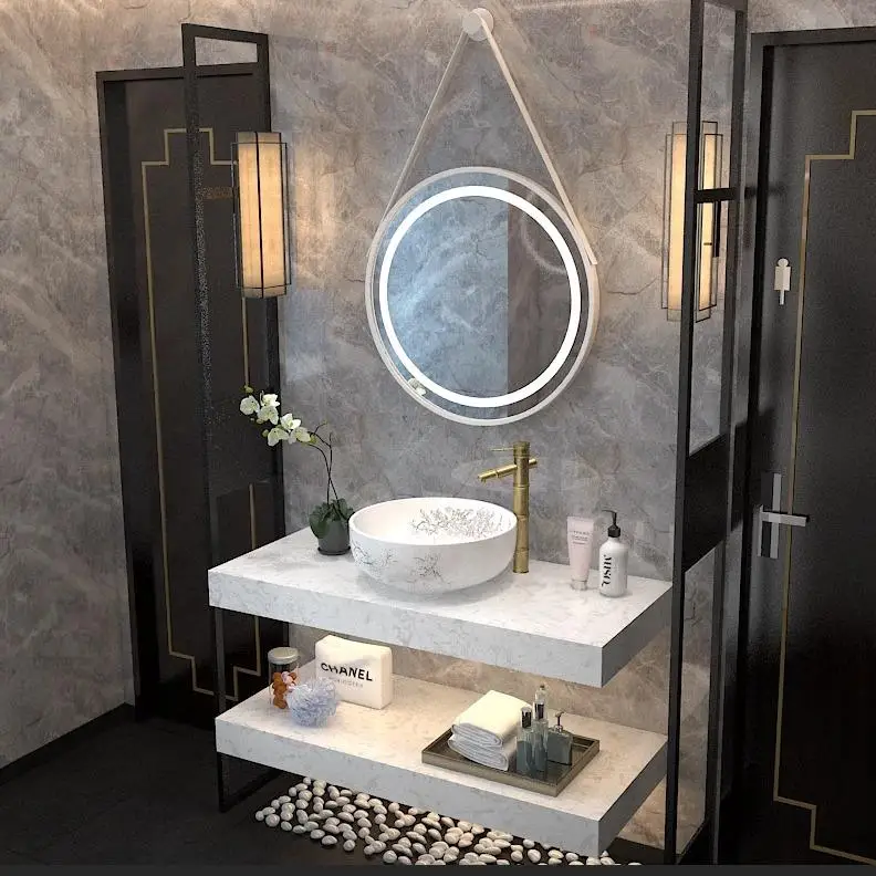 

Bathroom Wash Top Wash Sink New Chinese Marble Counter Basin Wall-mounted Washbasin Art Round Basin