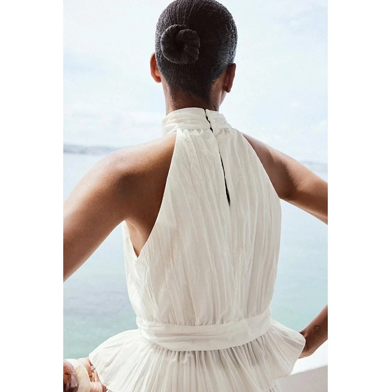 Zomer Dames Faion Design Verfraaid Gouden Kanten Kraag irt Loose Fit Svel Polyestervezel Casual Sle