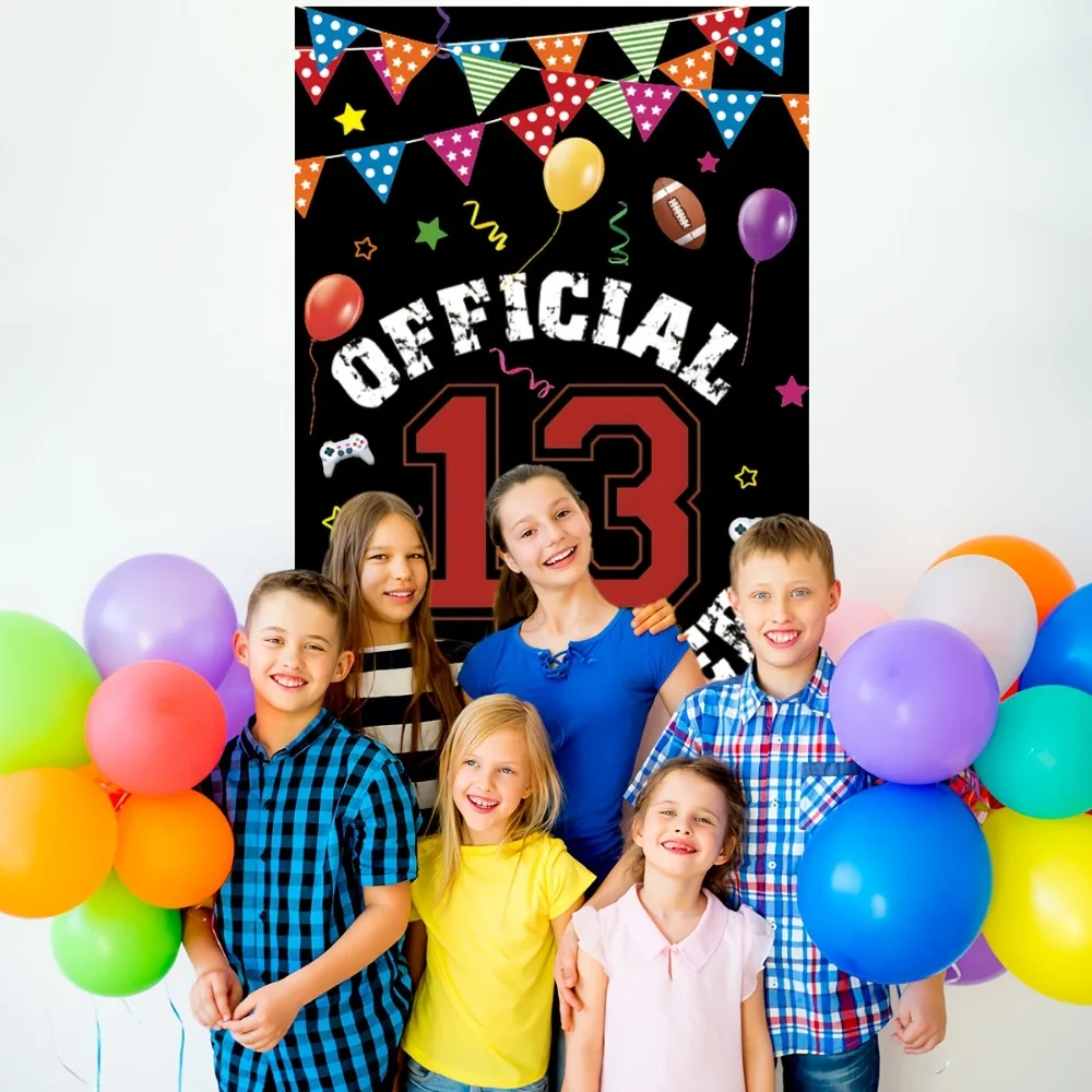 13th birthday door background banner, 13th birthday decoration for boys and girls, black and white 13th birthday party