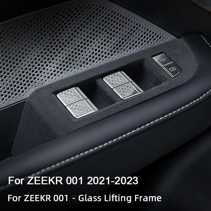 For ZEEKR 001 2021 2022 2023 Car Glass Lift Control Panel Trim Cover Super Suede Overlay On The Window Lifter Accessories