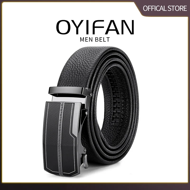 OYIFAN belt for men Business Men Genuine Leather Luxury Cowhide Men Belts Girdle Man Automatic belts Ratchet belt 벨트