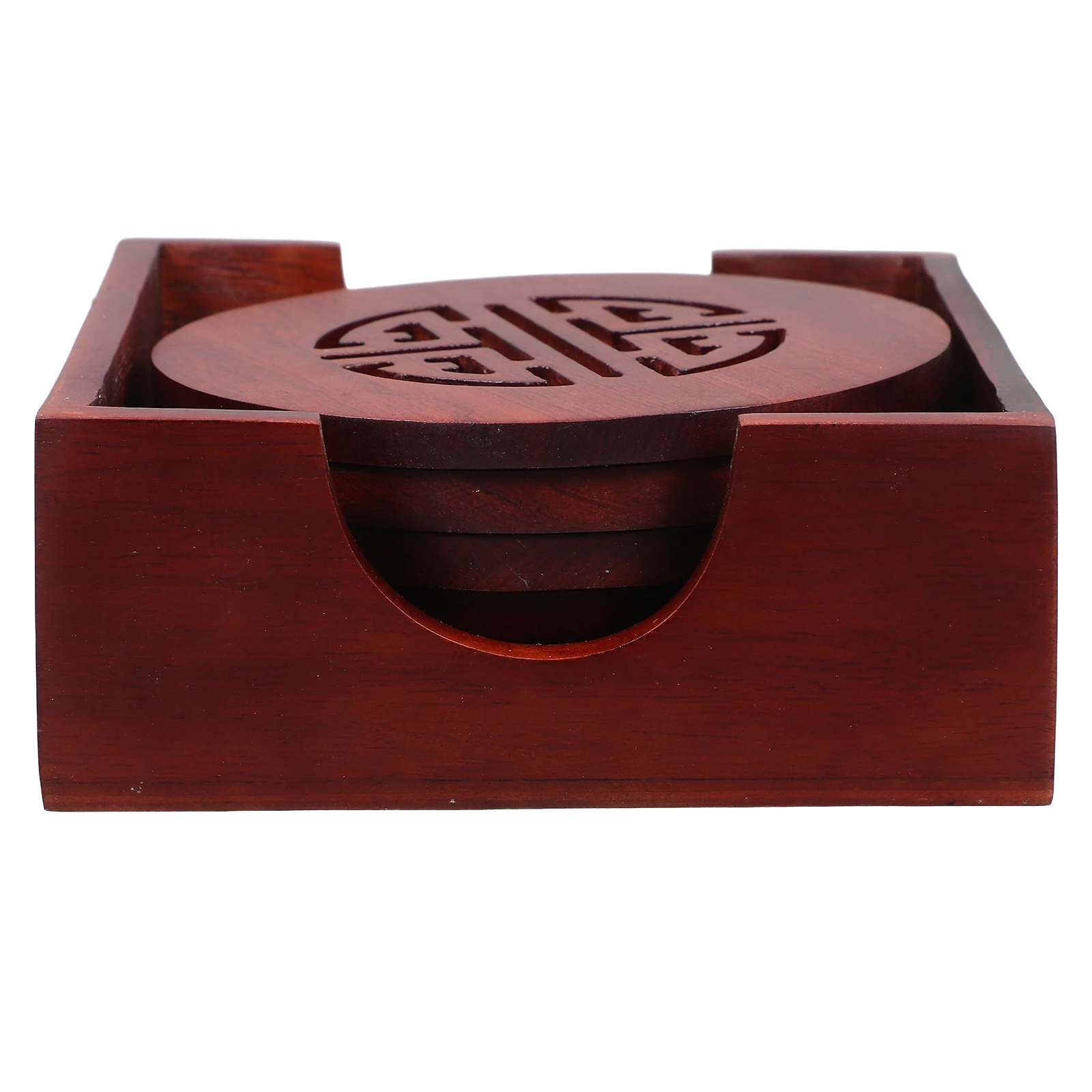 

6 Pcs Wooden Coasters Cup Mat Kit Heat Insulation Tableware Pads Coffee Home Round Rack Anti Slip Easy Clean