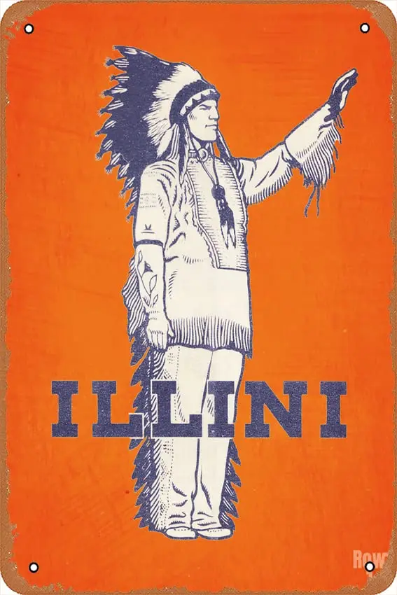 1966 ILLINOIS ILLINI VINTAGE ART poster Retro tin Sign Wall Art Decor Metal Sign Decoration Sign 8x12 inch