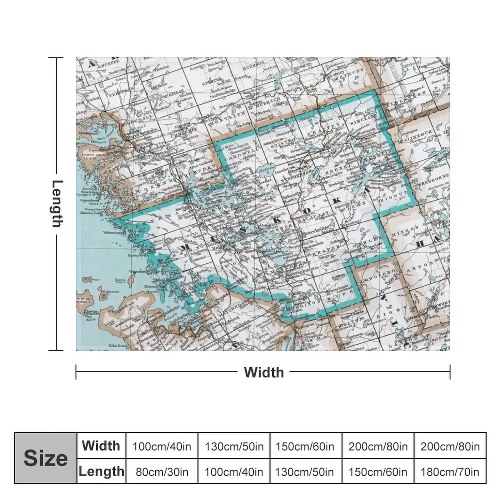 Map of Muskoka County, Ontario, Canada Throw Blanket Polar For Sofa Thin blankets ands Blankets