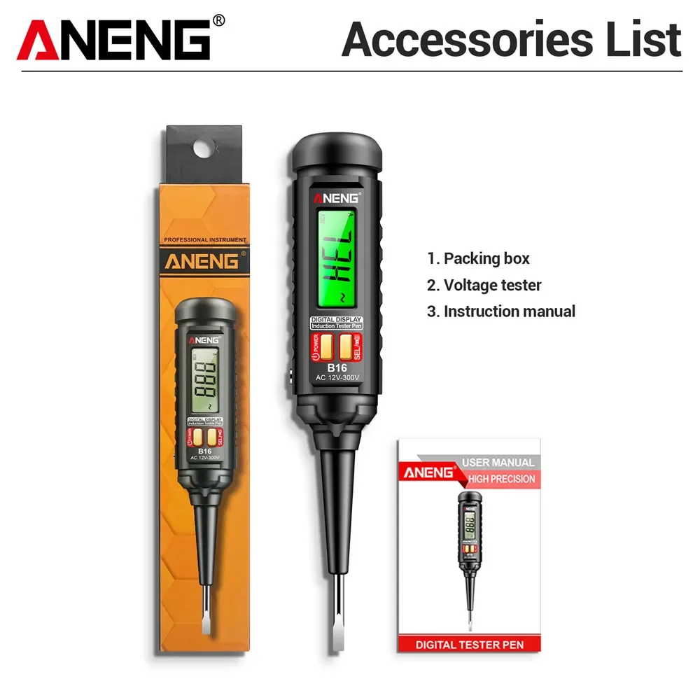 ANENG PN130 Multimeter met klem, VA-kleurenscherm, Type C opladen, inclusief B16 slimme inductieve spanningspen en circuittestgereedschapset.