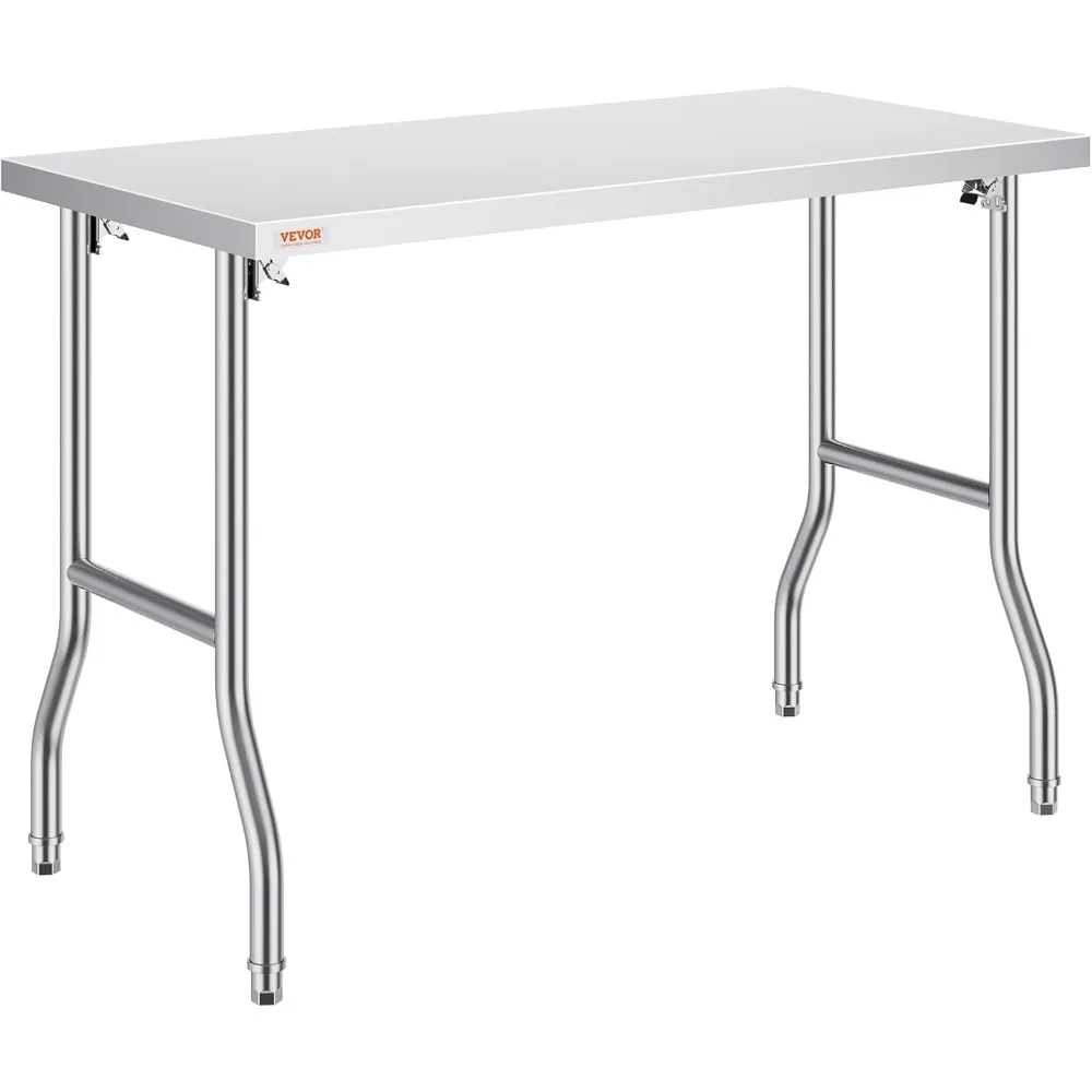 

Commercial Worktable Workstation 48 x 24 Inch Folding Commercial Prep Table, Heavy-duty Stainless Steel Folding Table with 661