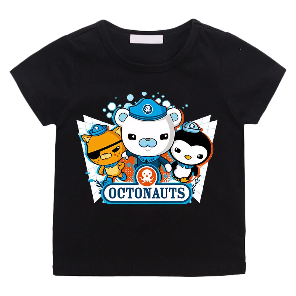 Футболка с мультяшным принтом «Октонавты», повседневная милая футболка в стиле аниме из чистого хлопка, новинка 2025 года, детская одежда Футболки, футболки, топ