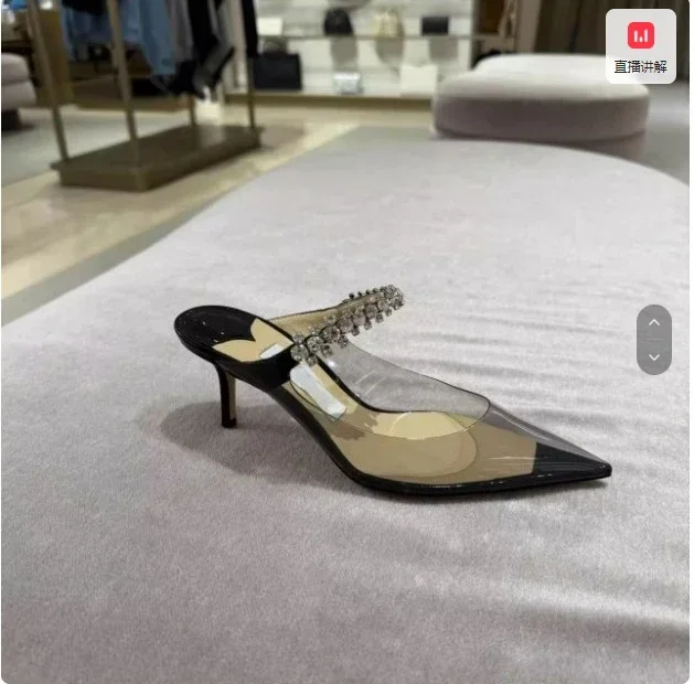 Весна и осень 2021, новые европейские и американские женские туфли на высоком каблуке с бриллиантами, банкетные сексуальные босоножки на шпильке