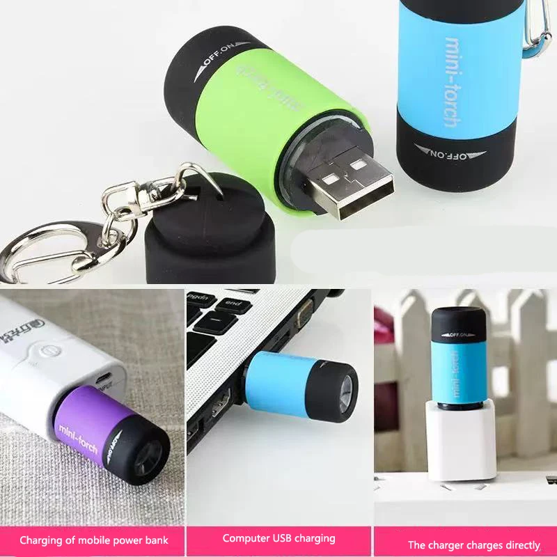 Outdoor Mini Ultra-bright and Powerful Flashlight Ultra-bright Led Keychain Light and Hand-held Rechargeable Flashlight