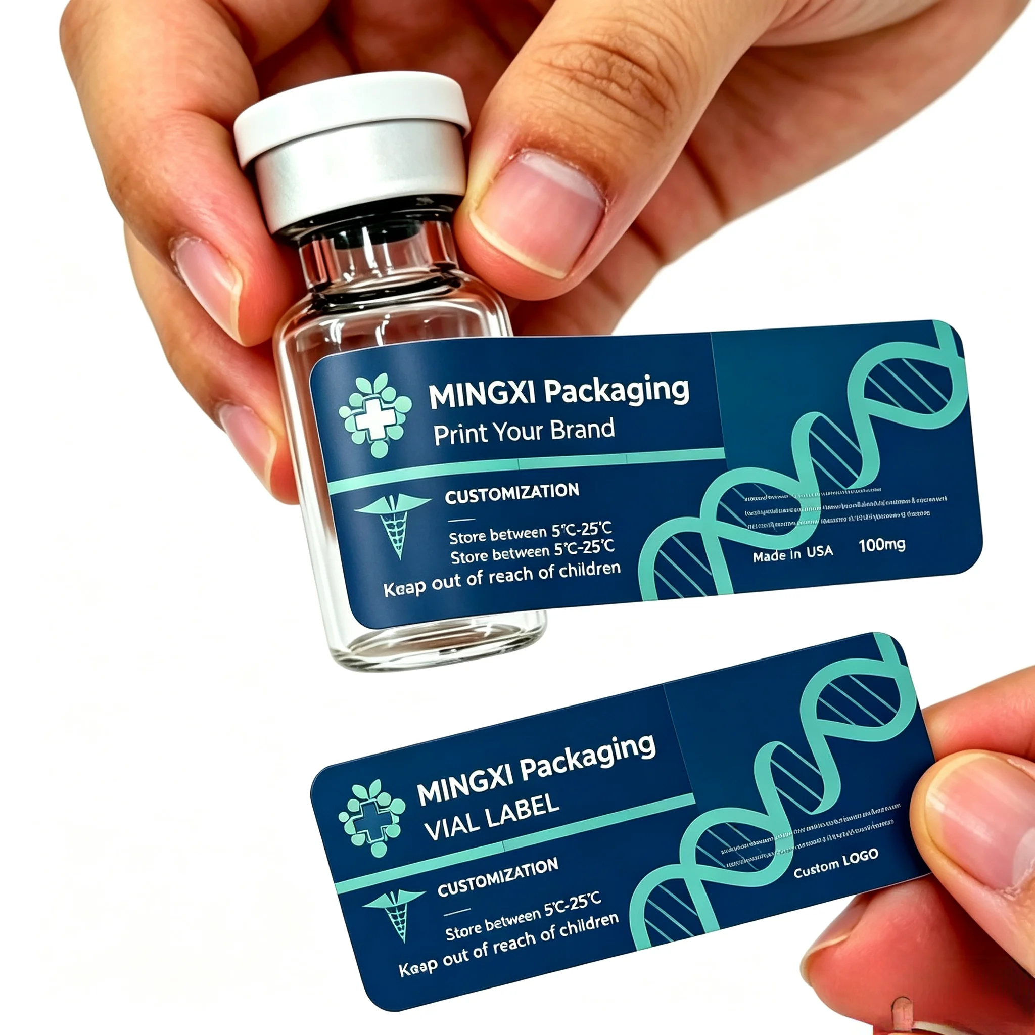Custom Packaging Set Waterproof Vinyl Stickers Plus Paper Boxes for 3ml 5ml 10ml Small Cosmetic Perfume Glass Vial Supplies - view 4