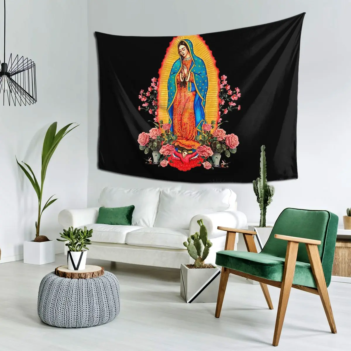 

Virgin Of Guadalupe Tapestry Wall Hanging Aesthetic Home Decoration Tapestries for Dorm Room