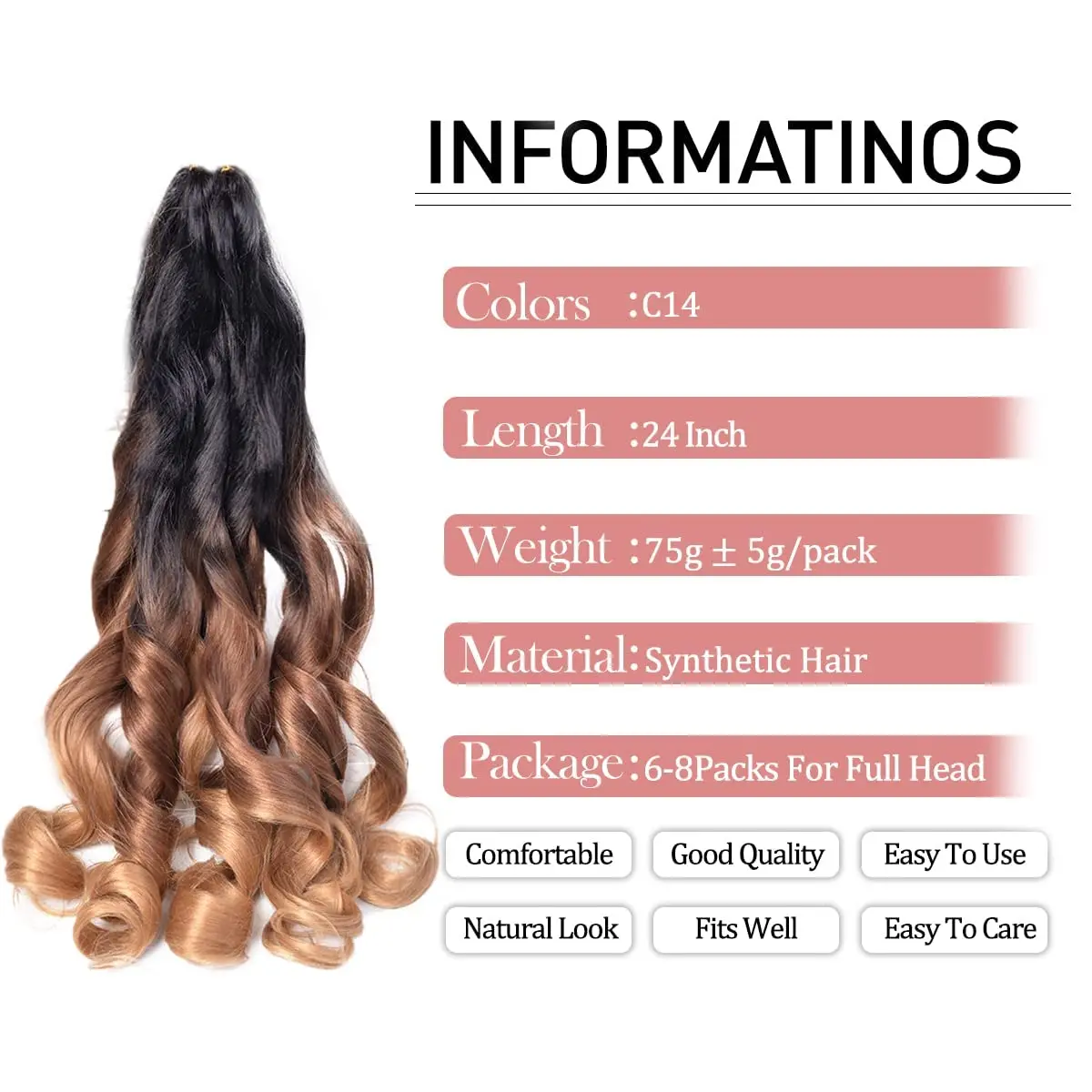 Black Star French Curly Braiding Hair crochet braids extensions 22 inch Pre Stretched 75g/pack Black Brown Grey Loose Wavy