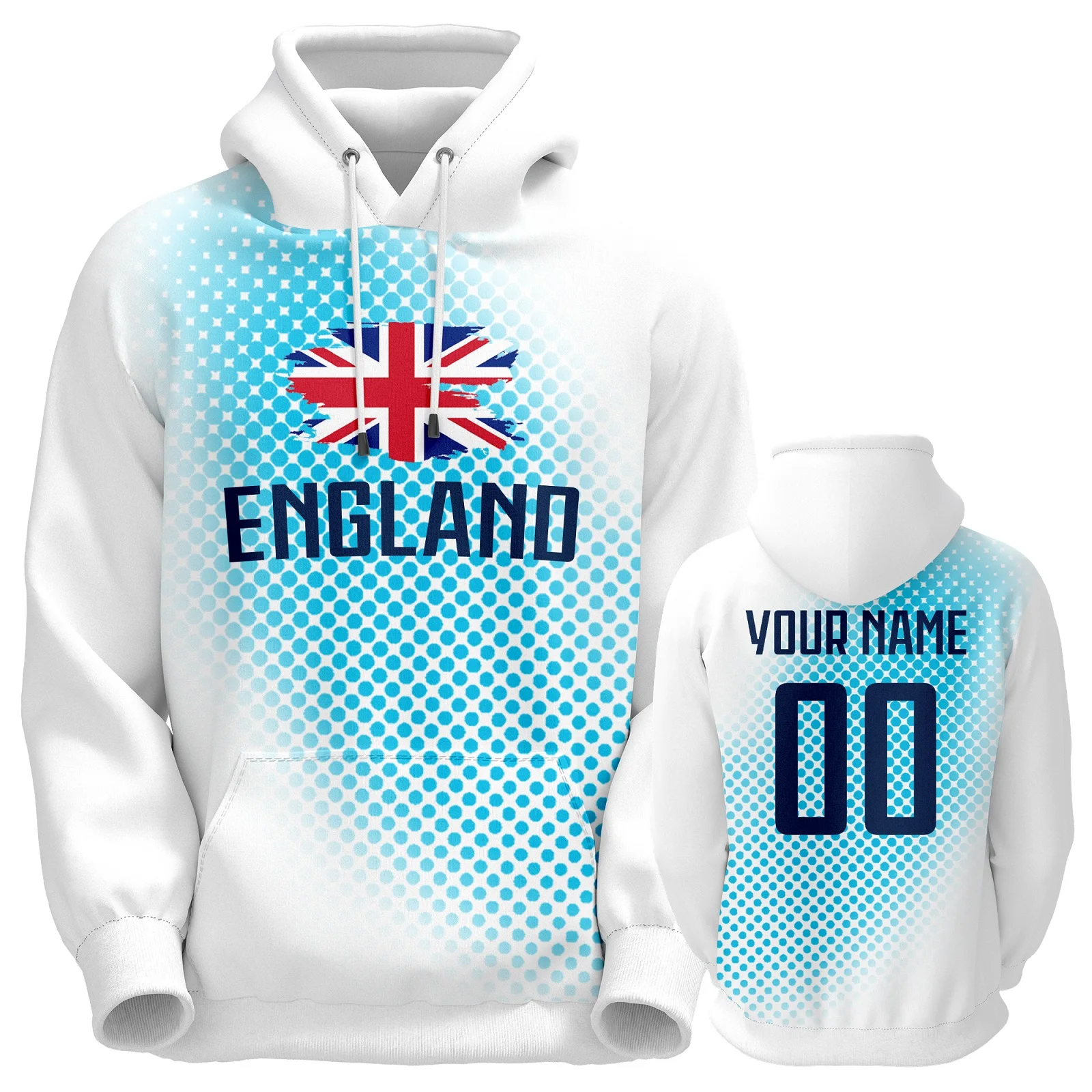 

Custom England Soccer Hoodie National Flag 3D Print Personalized Name Number Sweatshirt Pullover Fan Gifts for Men Women Youth