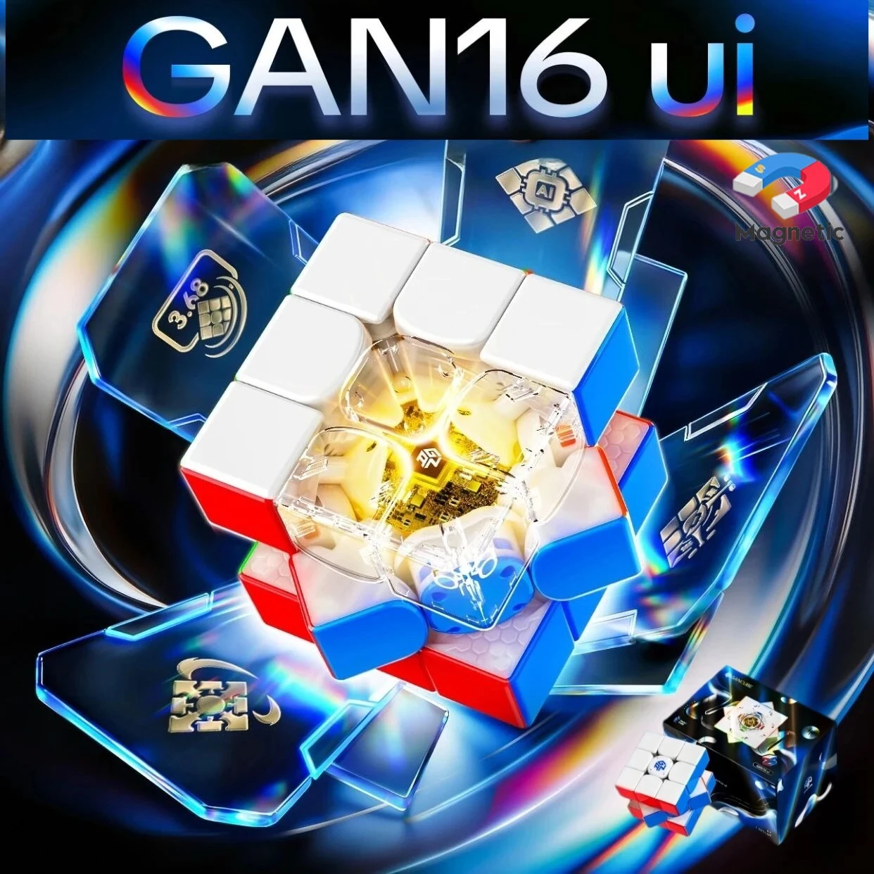 GAN 3x3 Smart Cube GAN16 ui Maglev Max UV Magnetic Cube 3x3x3 Professional GANCUBE Speed Puzzle Toys GAN16 Ui Speedcube Cubo
