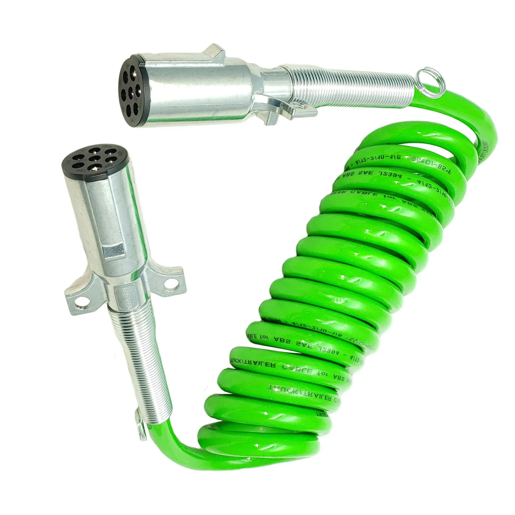 R1-1 PCS Green Coil Trailer Electric Cable Power Cord 7-Way ABS 15 Inch EL27715 590161