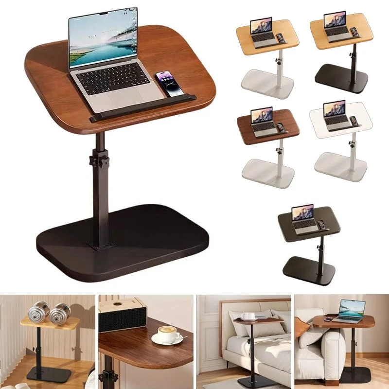 

C Shape Adjustable Sofa Side Table Luxury Portable Coffee Table with Rotating Top for Living Room Bedroom Home Office RV Use