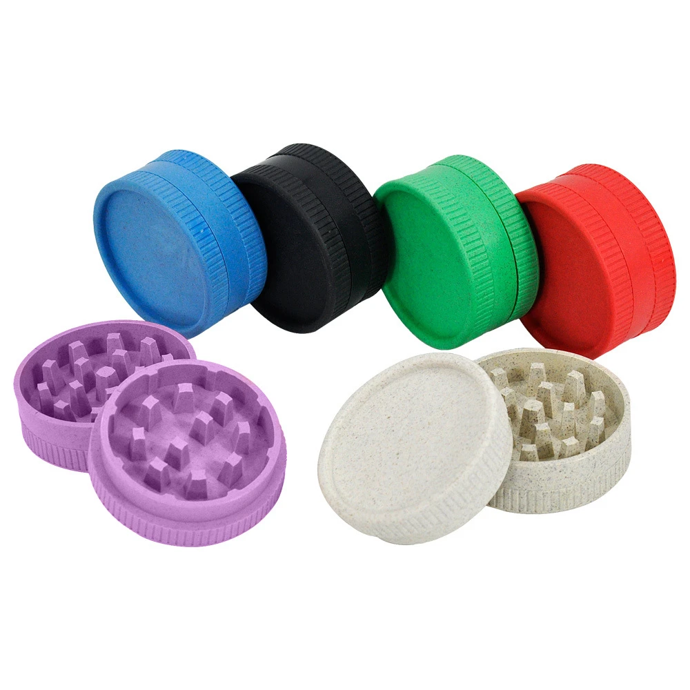 24Pcs/Lot Manual Tobacco Grinder Degradable Plastic Material Herbal Crusher 2 Layers Dry Herb Grinders for Smoking Accessories