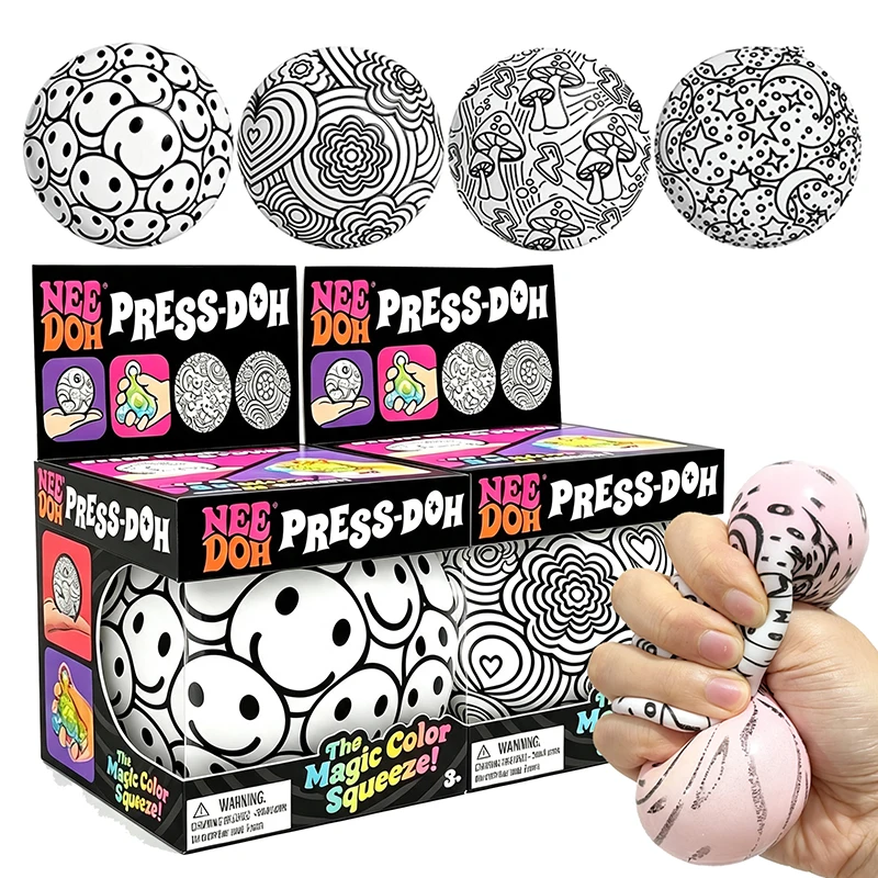 Schylling Needoh Press-Doh Magic Color Moldable Squish Ball Sensory Toy Anti Anxiety Fast Rebound Flour Filled Stress Relief Toy