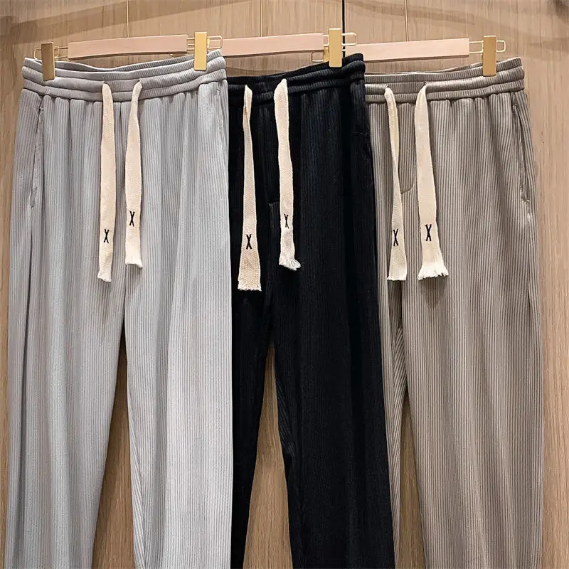 

Pants Men Spring Summer New Ice Silk Pants Breathable Loose Leggings Soft Casual Joggers Men Pants