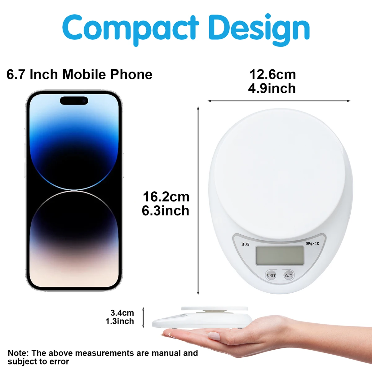 5kg Portable Digital Kitchen Scale High Accuracy,  Food Weighing for Baking & Food Weighing Mini Kitchen Scale for Baking