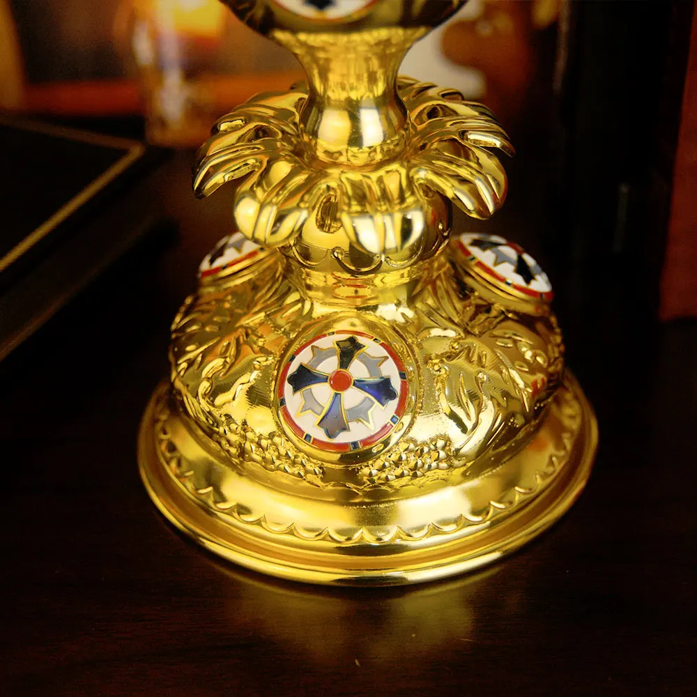 HTISOK Orthodoxe christliche Öllampe, orthodoxe Vigil-Öllampe mit rotem Glasbecher für religiöse Zeremonien und den täglichen Gebrauch. – Detail 4