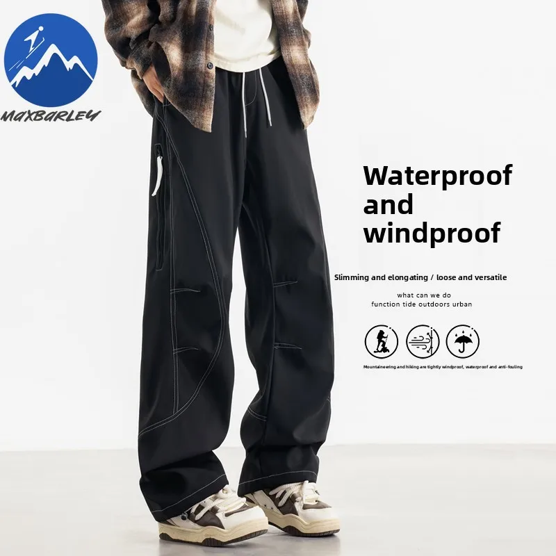

Водонепроницаемые спортивные брюки Maxbarley, мужские молодежные повседневные спортивные штаны с несколькими карманами и эластичной резинкой на талии, весенние брюки-карго для бега на открытом воздухе