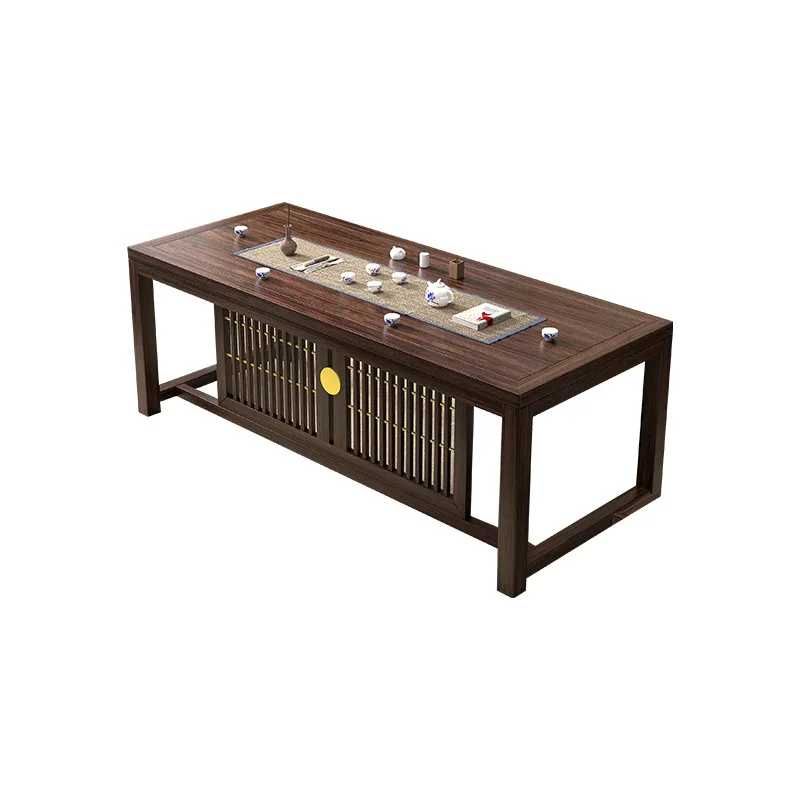 Table et chaises en bois d'ébène massif HYS, style chinois moderne et simple, ensemble intégré pour la maison, le bureau ou comme table basse.
