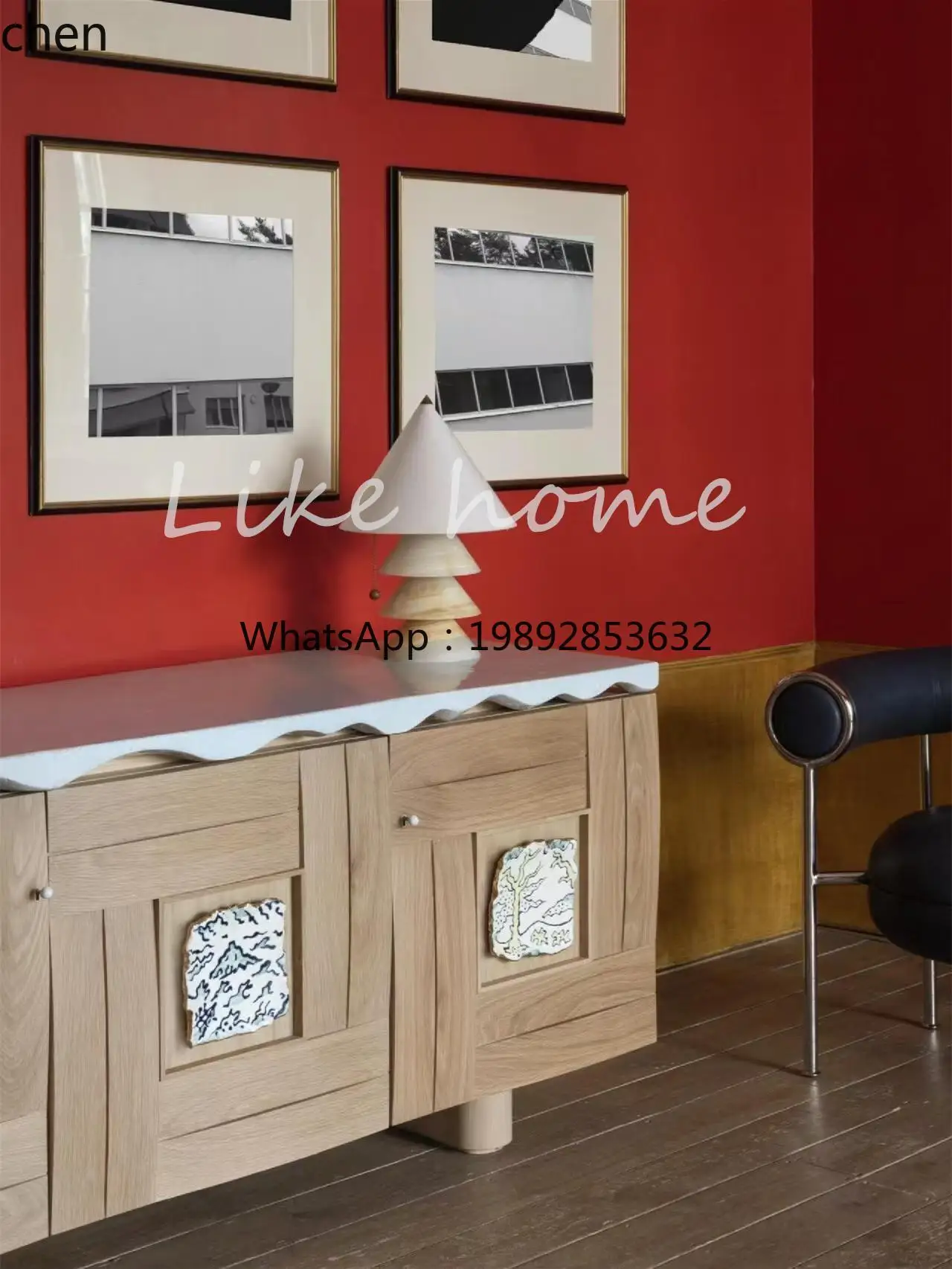 solid wood chest multi-functional dining side cabinet retro home modern living room locker