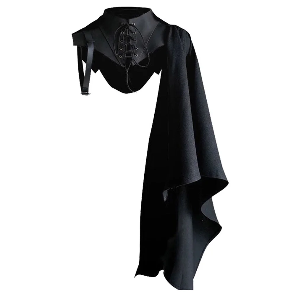 Fantasia Medieval Men Cosplay Shawl Half Cloak Renaissance Disfraz Costume Accessory Retro Shoulder Cape Halloween Carnival Prop